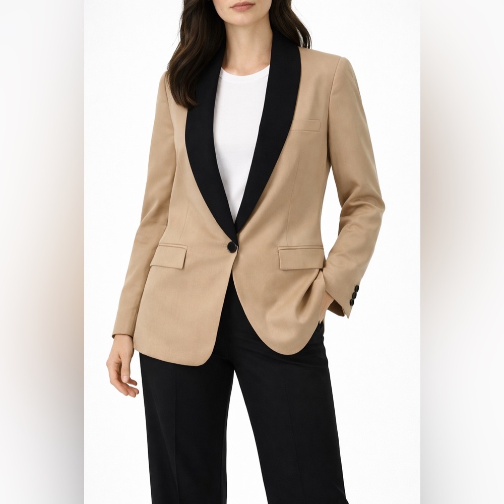 Equipment Femme Quincy Wool Blazer Size 6 Camel Brown Chic Old Money Chic Work